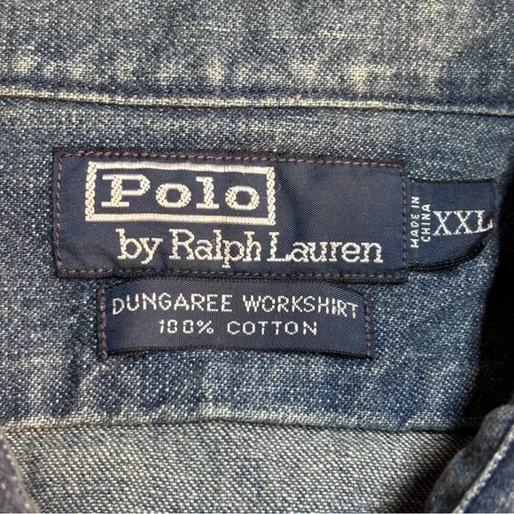Polo by Ralph Lauren Blue Denim Casual Button Down Workshirt - Picture 4 of 4
